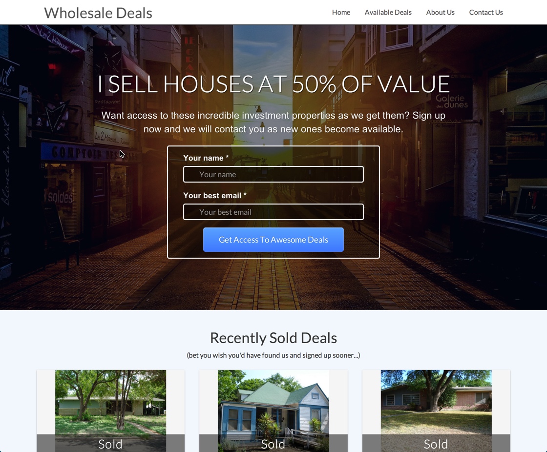 Real Estate Wholesale Website Templates